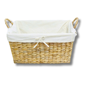 Handcrafted WATER HYACINTH STORAGE <b>BASKET</b> Laundry <b>Basket</b> <b>Large</b> Size with Cotton Liner - Product Image 1
