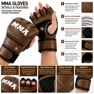 Wholesale Half Finger MMA Gloves UFC Sanda Thickened Adult Fighting Gloves Breathable Waterproof Hook Loop Closure Customizable - Product Image 4