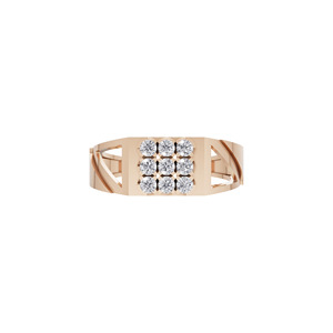 Anillo de Boda Aarinya de Diamantes Cultivados en Laboratorio, Oro de 14K, Diseño Geométrico Arquitectónico Moderno y Lujoso con 9 Piedras en Forma de Cuadrícula para Hombre - Product Image 2