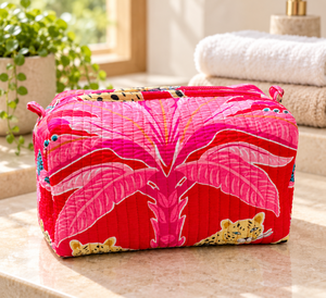 Bolsa de Cosméticos Acolchada de Algodón con Borlas y Cierre de Cremallera de Veer Handicrafts, con Bolsa de Maquillaje Impermeable Ecológica y Asa Suave - Product Image 1