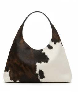 Black & White Cowhide Women's Genuine Leather Messenger Purse Shoulder <b>Handbag</b> Water Resistant for <b>Summer</b> and Autumn Seasons - Product Image 4