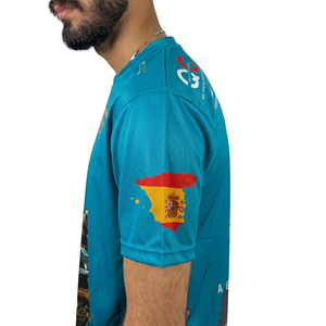T-shirt personnalisé avec logo, sublimation, matière polyester/coton, respirant, séchage rapide, manches courtes, impression par transfert thermique, pour hommes - Product Image 3