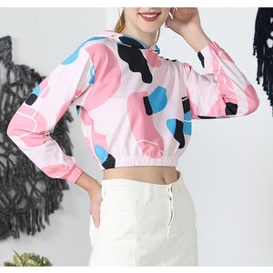 Women Hooded Short <b>Long</b> <b>Sleeve</b> Solid Knitted 100% Cotton Sweatshirt Pink Blue <b>Black</b> Casual Winter Autumn Spring Wear - Product Image 5