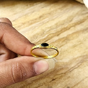 New Arrival Black Onyx <b>Rings</b> Vintage Brass Band Women 18k Gold Plated Dainty Boho Filigree Band <b>Stacking</b> Jewelry Wholesale/OEM - Product Image 4