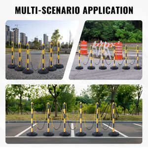 Poteaux de signalisation routière réglables de 2,4 m avec cônes, lot de 6, barrière de sécurité routière avec base remplissable, produits d'avertissement routier de type 'C' - Product Image 6