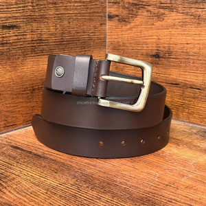 Cinturón informal de moda para hombre marrón cuero genuino 100% piel de vaca capa superior de alta calidad al por mayor para vaqueros con hebilla ajustable - Product Image 4