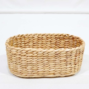 Water Hyacinth Woven <b>Storage</b> <b>Basket</b> Rustic Oval <b>Wicker</b> Bin Eco Friendly Organizer for Bathroom Kitchen Bedroom Office - Product Image 4