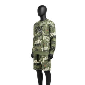 Ensemble sweat-shirt et short en molleton de coton épais pour homme, imprimé graffiti Olive Street, logo personnalisé - Product Image 3