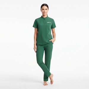 Wholesale High Quality Women Healthcare <b>Scrub</b> <b>Uniform</b> Stand Collar Short Sleeve Top And Pant Hospital <b>Uniform</b> - Product Image 2