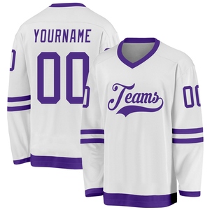 Wholesale Best Selling <b>Top</b> Quality Direct Industry Custom Black <b>White</b> Hockey <b>Lace</b> Neck Jersey - Product Image 5