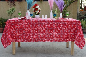 Handblock Printed <b>Tablecloth</b> Green and White Vintage <b>Tablecloth</b> Farmhouse Decor Wedding <b>Tablecloth</b> Custom Size Cotton Tablecover - Product Image 3