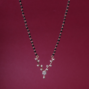 Collier Mangalsutra en argent sterling plaqué or rose avec perles noires, fait main, délicat, classique, certifié par un tiers, pour femme - Product Image 2