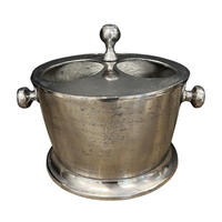 Accessoires de bar : Seau à glace en acier inoxydable 2-en-1 pour refroidisseur à vin, conteneur à boissons, refroidisseur à vin métallique 5L, style rond premium