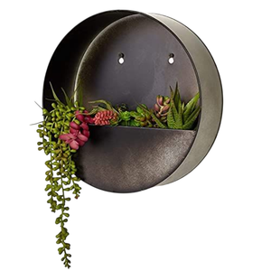 Ensemble de jardinières murales rondes en métal galvanisé de style rustique pour la décoration intérieure et extérieure de la maison et du jardin, décoration murale en fer. - Product Image 5