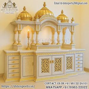 Mandir et temple en teck sculpté blanc de style Mehraab traditionnel pour la décoration de la maison, avec taille personnalisée et emballage sécurisé - Product Image 6