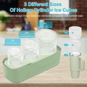 Molde de silicona para cubitos de hielo para vasos Stanley de 20OZ/30OZ/40OZ, con tapa y compartimento, de fácil desmolde, para vasos cilíndricos huecos de 20OZ/30OZ/40OZ - Product Image 3