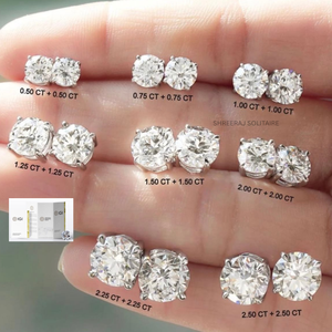 Pendientes de Diamantes Cultivados en Laboratorio, Certificados por IGI, Redondos, 1CT 2CT 3CT, Diamantes CVD, Solitarios, Oro Sólido de 14K 18K, Venta al Por Mayor - Product Image 2