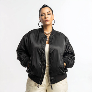 Chaqueta Bomber para Mujer Talla Grande, Chaqueta Bomber Deportiva de Moda Urbana, Chaqueta Bomber Impermeable para Mujer - Product Image 1