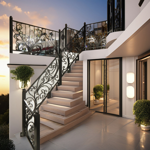 Rampe de balcon en fer forgé sur mesure, rampe en fer décorative pour extérieur, design moderne, forgée à la main, revêtement en poudre, résistante à la rouille - Product Image 1