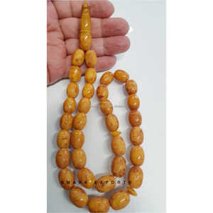 Résine Ambre Texturée Tasbih Ovale Misbaha Subha Sibha Tespih Chapelet de Prière Islamique Dhikr pour le Culte Musulman et Perles de Méditation - Product Image 1