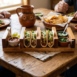 Soporte para Tacos de Madera de Acacia Vintage, Biodegradable y Ecológico, Bandeja de Exhibición para Sushi y Rollos de Mano, para Restaurantes, Hogar y Fiestas - Product Image 3