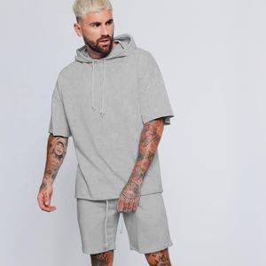 Wholesale High Quality Streetwear <b>Slim</b> <b>Fit</b> Outfit Outdoor Two Piece Track <b>Shorts</b> Set Fitness <b>Shorts</b> Jogger with Hoodie <b>Short</b> Set - Product Image 3