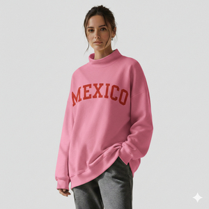 Nouveau Sweat-shirt en molleton épais pour femme, style streetwear hiver, col roulé, coupe oversize, épaules tombantes, avec logo imprimé sur le devant, en coton - Product Image 4