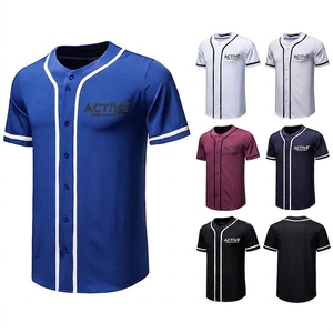 Maillot de baseball personnalisé pour homme, unisexe, manches courtes, boutons sur le devant, couleur unie, polyester respirant, vêtements de sport - Product Image 2