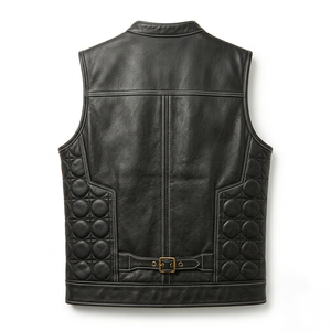 OEM ODM <b>Men's</b> <b>Leather</b> Western <b>Vest</b> Zipper Closure Customizable Summer Rhinestone Casual Outdoor Sleeveless Waistcoat Wholesale - Product Image 5