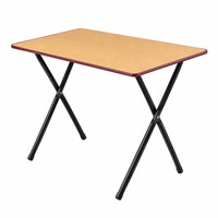 Bureau d'école avec structure en acier, table d'étude avec plateau en bois, mobilier de classe robuste