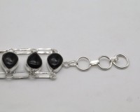 Bracelet ajustable en argent allemand avec spinelle noire, fait main, bijoux de luxe tendance