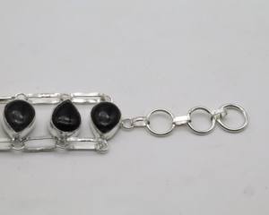 Black Spinel German <b>Silver</b> Adjustable <b>Bracelet</b> Natural Black Spinel Gemstone <b>Cuff</b> Handmade Fashion Jewelry - Product Image 2