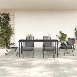 Acciaio Nero 74,8 X 35,4 X 29,1 Pollici Set da Pranzo da Giardino con Elegante Tavolo per Cene all'Aperto - Product Image 1