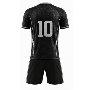 OEM Custom logo Black Soccer Uniform Set Diamond Texture Sublimated Football Jersey & shorts - <b>Athletic</b> sportswear - Product Image 3