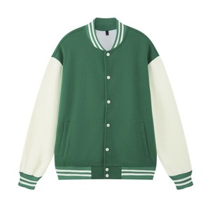 Customizable Winter Bomber <b>Jacket</b> for Men <b>Women</b> Kids-Breathable Baseball Varsity Style Custom Logo Embroidery Wool Leather - Product Image 2