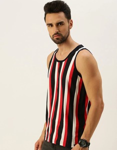 Camiseta sin mangas transpirable con estampado de rayas para hombre, de secado rápido, ecológica, sublimada, informal y moderna para el verano. - Product Image 3