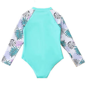 Maillot de bain une pièce à manches longues pour filles, protection UV, vêtements de surf, imprimé tropical personnalisé, vêtements de plage, maillot de bain - Product Image 2