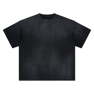 Camiseta de hombre con hombros caídos, OEM, con lavado ácido, logotipo bordado, efecto pulverizado, estampado personalizado, estilo vintage - Product Image 2