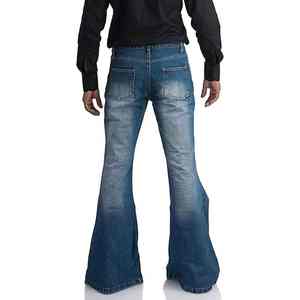 Jeans en denim noir ciré personnalisé DENIM, coupe évasée, empilés, pour hommes - Product Image 2