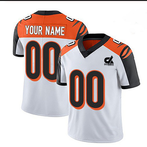 Camiseta de Fútbol Americano Personalizada DUBBIX para Hombre, Manga Corta, Cuello en V, Poliéster que Absorbe la Humedad, Blanca, Naranja, Negra, con Números de Equipo - Product Image 1