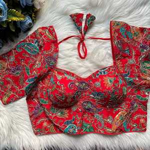 Blusa de Novia de Manga Corta, 100% Algodón, Lino Pesado, para Mujer |   Bordado de Diseño, Lavable, Impresión Digital, Estilo Indie Folk Étnico - Product Image 2