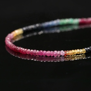 Collar Rondelle multiprecioso con cuentas de 3MM y cuentas de piedra con cierre de plata Collar de cuentas de 3MM - Product Image 3