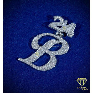 Luxury B 24 Letter Pendant Necklace Custom Number <b>Iced</b> <b>Out</b> moissanite Diamond Hip Hop <b>Chain</b> Fashion Jewelry Wholesale - Product Image 3