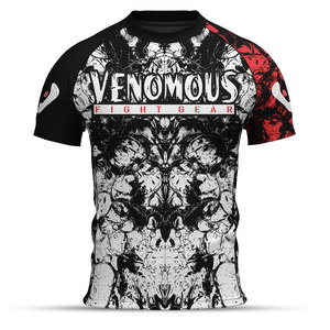 Venomous Fight Gear Rash Guard à manches courtes pour homme, T-shirt de compression à séchage rapide, motif imprimé noir, blanc et rouge - Product Image 2