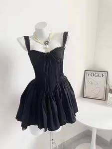 Women's Modern Korean Velvet <b>Mini</b> Dresses Natural Slit Solid Sweetheart Built-in Bra Eco-Friendly Breathable Anti-static Prom - Product Image 6