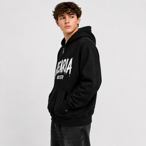 เสื้อฮู้ดซิปสีดำ ผ้าฝ้ายฟลีซ มีกระเป๋าหน้า สำหรับใส่ลำลอง - Product Image 4