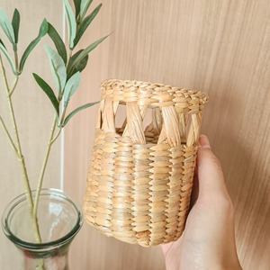 Wholesale price <b>wraps</b> for cups water hyacinth glass cover natural colored glassware tumbler holder - Product Image 3