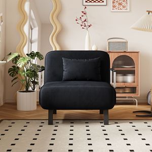 31.5\" Convertible Chair <b>Bed</b> Tri Fold <b>Sofa</b> with Adjustable Backrest Pillow Leisure Chaise Lounge Couch Durable Steel <b>Frame</b> - Product Image 5