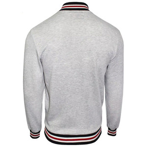 <b>Men</b> Gray Varsity <b>Jacket</b> With Red <b>White</b> Stripe Trim Button Front Casual Wear Autumn Season Regular Fit Polyester Cotton Material - Product Image 4