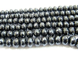 Perles facettées rondes en spinelle noire naturelle, 8 à 12 mm, brin de 8 pouces de long - Product Image 2